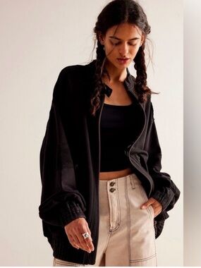 We The Free Black Oversized Bomber Jacket | Large